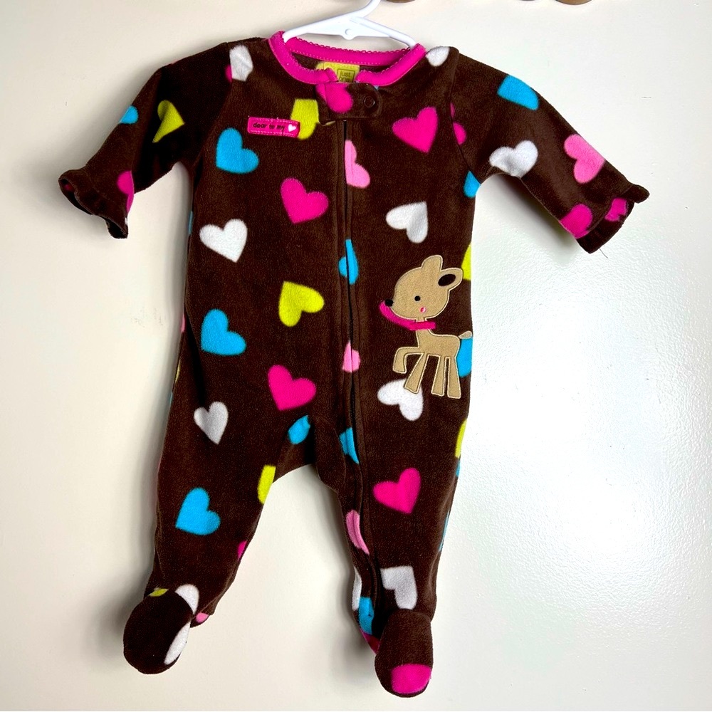 Carters Infant Girls Fleece Reindeer Christmas Sleeper Pajama